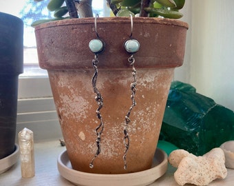 Great Silence: Dry Creek Turquoise and sterling silver statement earrings, silversmith jewelry