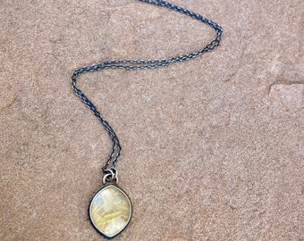 Rutilated quartz and sterling silver necklace, all-seeing eye, evil eye jewelry, silversmith jewelry