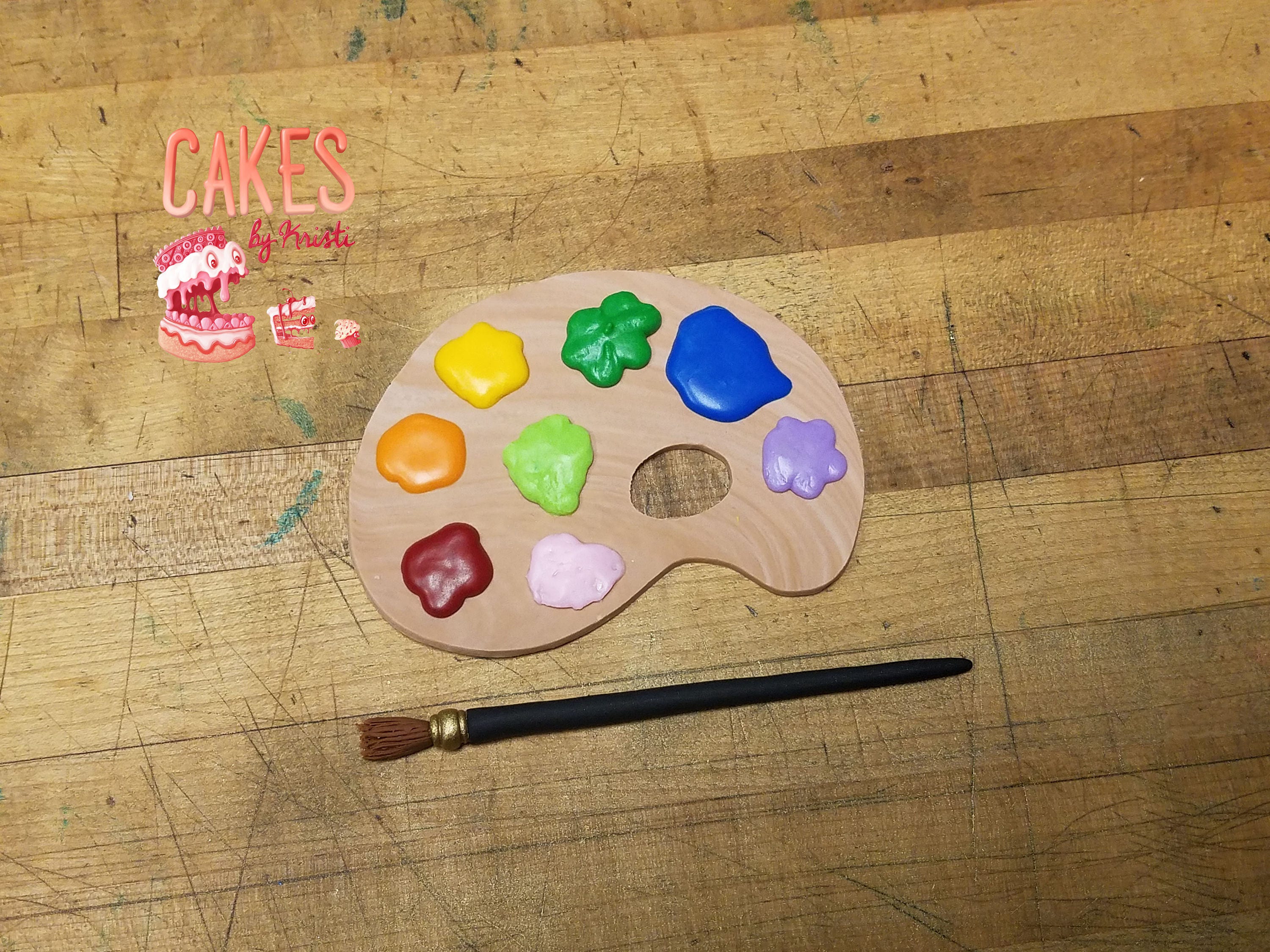 Paint Palette and Brush Fondant Cake Topper Kit MADE TO Etsy
