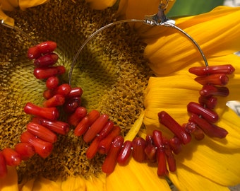 Red Coral Hoops