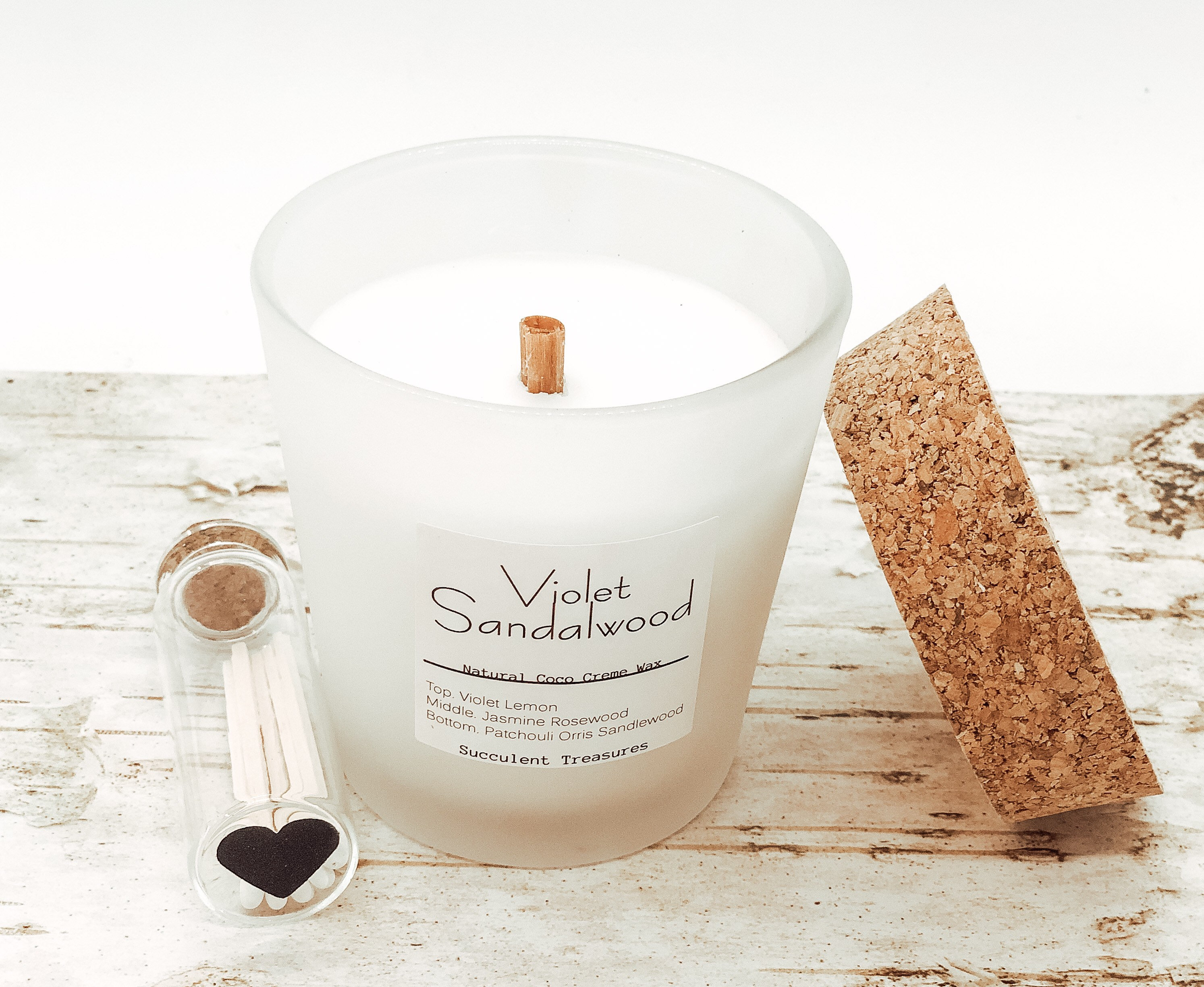 Wood Wick Candle Gift Set Glass Bottle Matches Wooden wick Coconut Creme