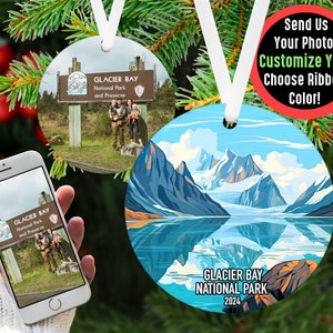Glacier Bay National Park Ornament, Custom Travel Keepsake, Alaska Souvenir, Personalized Vacation Memory, Outdoor Adventure Gift