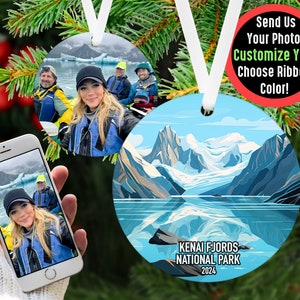 Kenai Fjords National Park Ornament, Alaska Travel Souvenir, Personalized National Park Keepsake, Glacier Adventure Gift, Custom Year