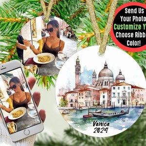 Custom Venice Travel Ornament with Photo