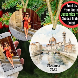 Personalized Florence Ornament – Custom Italy Travel Keepsake, Florence Cathedral Christmas Decoration, Vacation Memory Gift