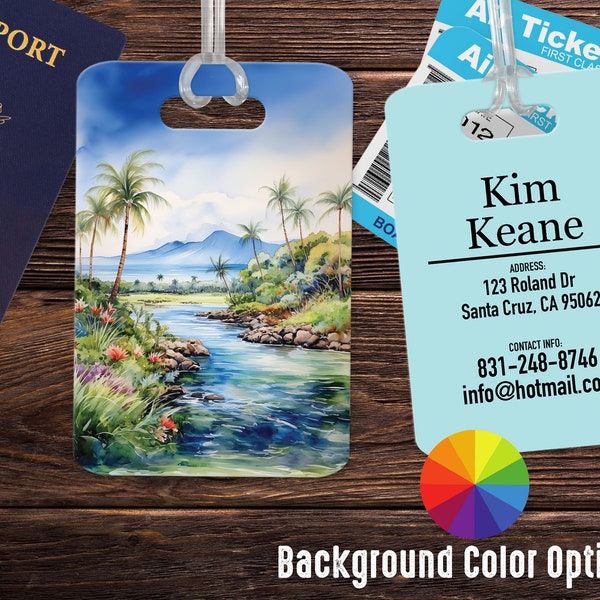 Custom Maui Luggage Tags Personalized, Cute Bag Identification Gift for Traveler, Bulk Luggage Tags for Duffle Bag, Travel Essentials