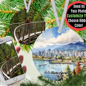 Vancouver Ornament Personalized Travel Souvenir Custom Canada Keepsake Christmas Tree Decoration Gift for Travelers and Adventurers