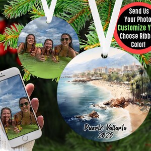 Custom Puerto Vallarta Vacation Ornament, Personalized Travel Souvenir, Beach Destination Keepsake, Mexico Christmas Gift