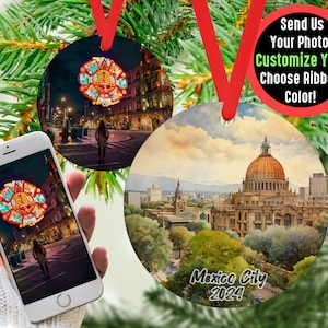 Mexico City Ornament, Mexico Travel Keepsake, Mexico Christmas Decoration, Personalized Souvenir, CDMX Skyline Ornament, Custom Gift