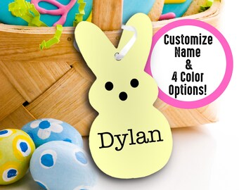 Personalized Easter Basket Tags - Wooden Name Tags, Custom Name Tag for Basket Label, Bunny Rabbit Gift Tag Decoration for Kids, Boy or Girl