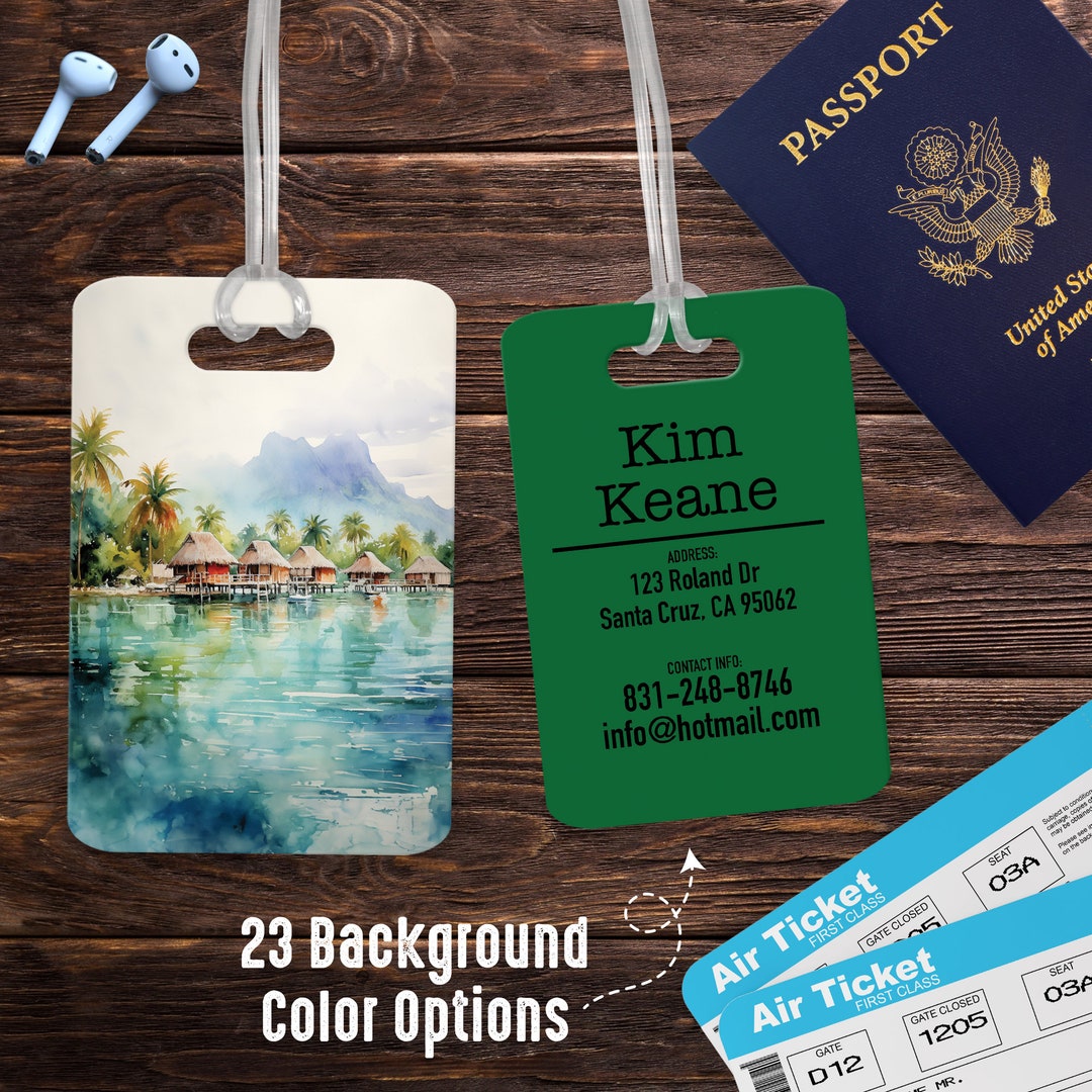 Bora Bora Custom Luggage Tag for Bag, Travel Luggage Label, Bag Identification Tag, Fun Bag Tag