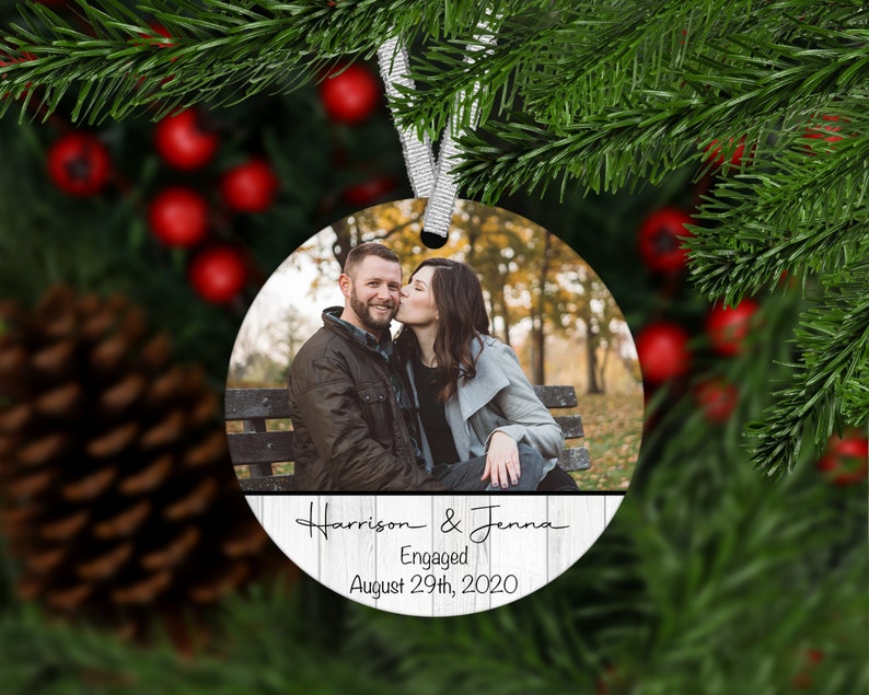 Personalized Engagement Ornament 2021, Custom Engagement Ornament Picture, Photo Christmas Engaged 2021 Ornament, Gift for Newly Engaged 