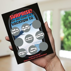 Personalized Vacation Reveal Scratch Off Card, Surprise Trip Announcement, Fun Travel Gift, Custom Scratch Ticket for Destination