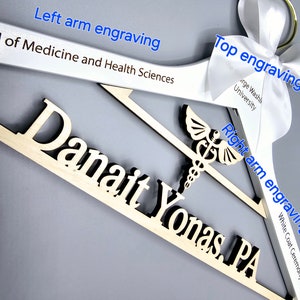 Laser Cut / 2 Line Medical School Graduation Gifts, First White Coat Hanger , Doctor Hanger, Personalized Doctor Hanger image 3