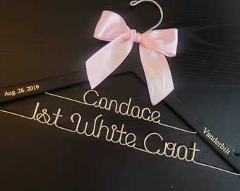 2 Line  Medical School Graduation Gift, First White Coat Hanger, Doctor Hanger, Personalized doctor hanger with date and school name