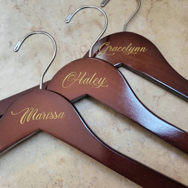 Personalized Bridesmaid Hangers - Wedding Hanger - Wooden Engraved Hanger - Bridal Dress Hanger - Wedding Name Hangers