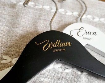 Personalized Bridesmaid Hangers - Wedding Hanger - Wooden Engraved Hanger - Bridal Dress Hanger - Wedding Name Hangers