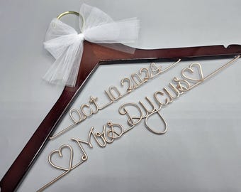 Personalized Wedding Dress Hanger with Wire Name and Date