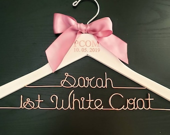 2 Line  Medical School Graduation Gift, First White Coat Hanger, Doctor Hanger, Personalized doctor hanger with date and school name