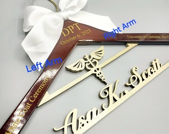 Laser Cut /Laser Engraving / Caduceus Symbol /2 Line Medical School Graduation Gifts, First White Coat Hanger , Personalized Doctor Hanger