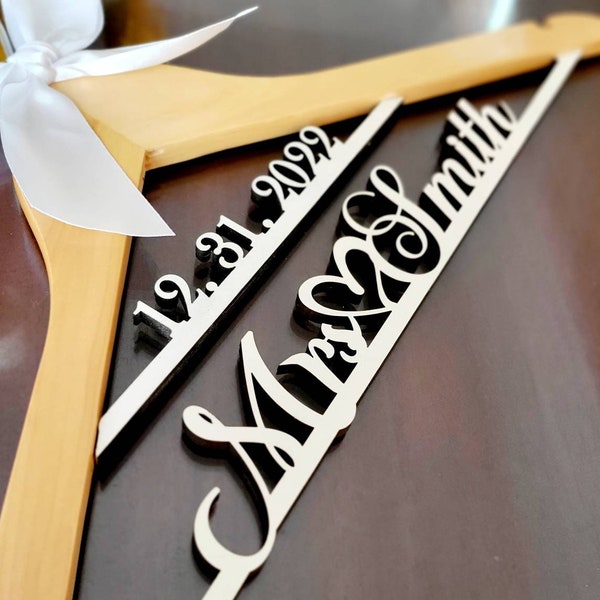 Laser Cut / Wedding Dress Hanger / Mrs Hanger / Bride Hanger / Wedding Hanger / Bridesmaid Hanger / Personalized Bridal Gift