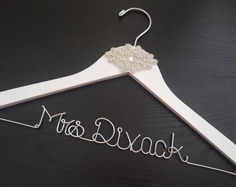 Single line Bride hanger Rhinestone, Wedding hanger, Bride hanger, Mrs hanger, Wedding gown hanger