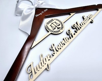 Personalized Judge Robe Hanger, Custom Engraved Attorney Gift