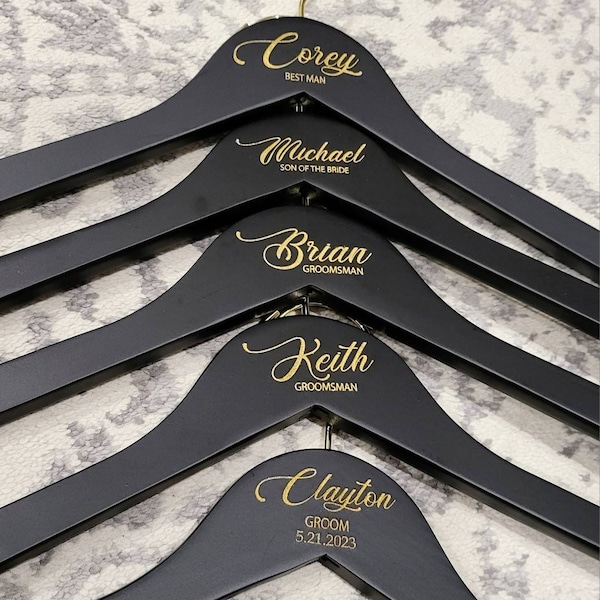 Personalized Bridesmaid Hangers - Wedding Hanger - Wooden Engraved Hanger - Bridal Dress Hanger - Wedding Name Hangers