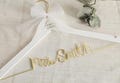 Wedding Personalized Bridal hanger with date engraved, Engagement gifts, Wire script name hanger