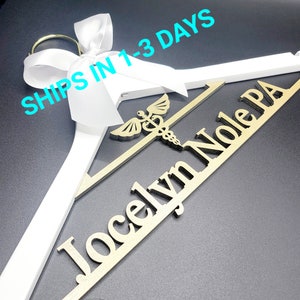 Laser Cut / 2 Line Medical School Graduation Gifts, First White Coat Hanger , Doctor Hanger, Personalized Doctor Hanger image 4