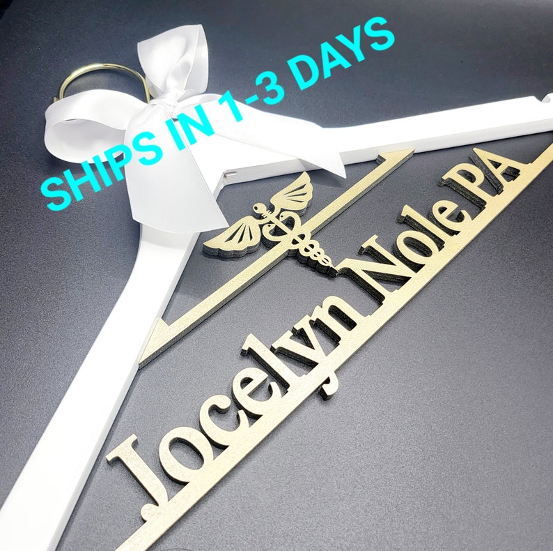 Laser Cut / 2 Line Medical School Graduation Gifts, First White Coat Hanger , Doctor Hanger, Personalized Doctor Hanger image 4