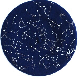 Bérets en laine, constellations, carte des étoiles Bérets français unisexes