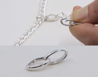 Double fermoir ovale en argent sterling 925, plusieurs façons de relier avec des charnières à fermoir-poussoir pour collier de bracelet