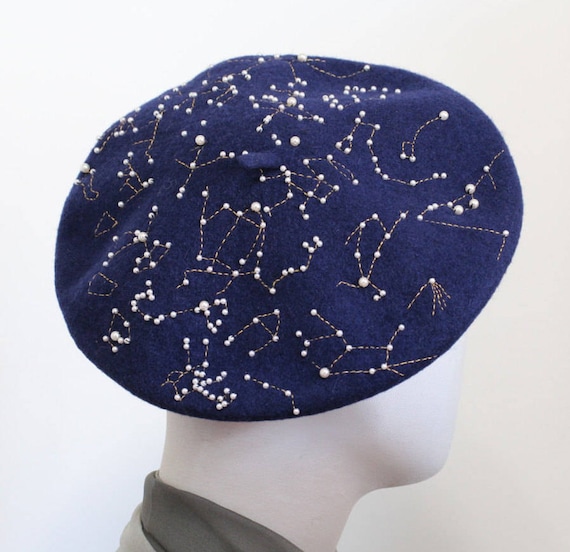 Star Map Constellations Wool Berets Unisex French Berets
