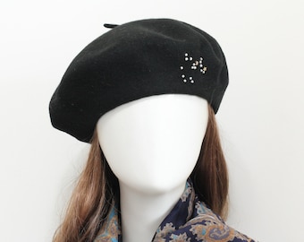 The Zodiac Embellished Black Beret French Berets Wool Berets Hats