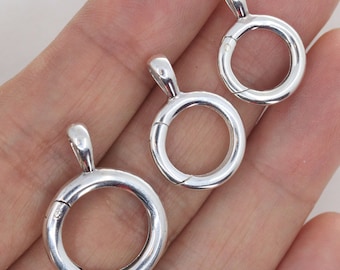 Sterling Silver Charm Holder Pendants Hinged Circle Ring Holder