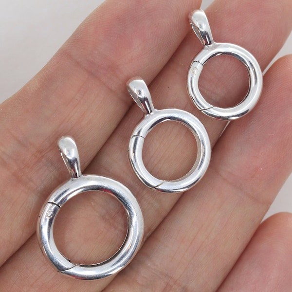 Sterling Silver Charm Holder Pendants Hinged Circle Ring Holder