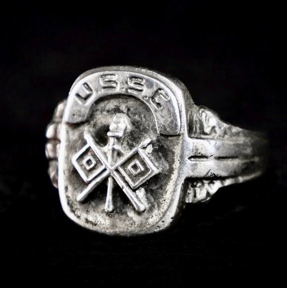 Vintage Sterling Silver US Military Signet Ring - image 2