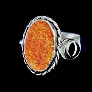 Vintage Boho Herrenring aus Sterlingsilber mit Achat und Goldfluss, Farbe: Dark Academia