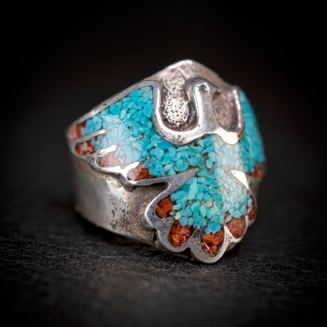 アクセサリー Vintage Navajo turquoise ring Vintage Turquoise Gem Navajo Original H Hallmark Indian
