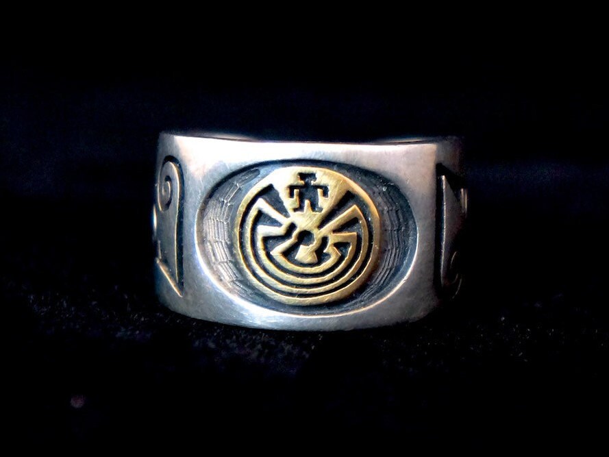 Jason Takala Hopi Man in the Maze Ring With 14k Gold Overlay - Etsy