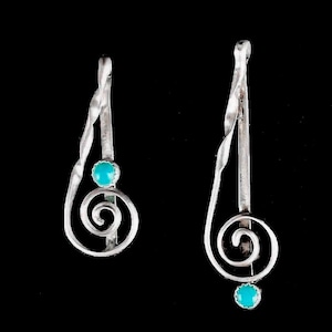 Vintage Boho Turquoise Sterling Silver Spiral Matching Pendants - Southwestern Best Friend Gifts