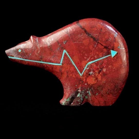 Southwest Zuni Fetish Bear Carving by Stewart Quandelacy
