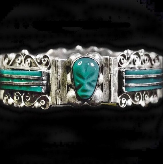 Vintage Taxco Mexico Green Onyx Sterling Silver M… - image 4