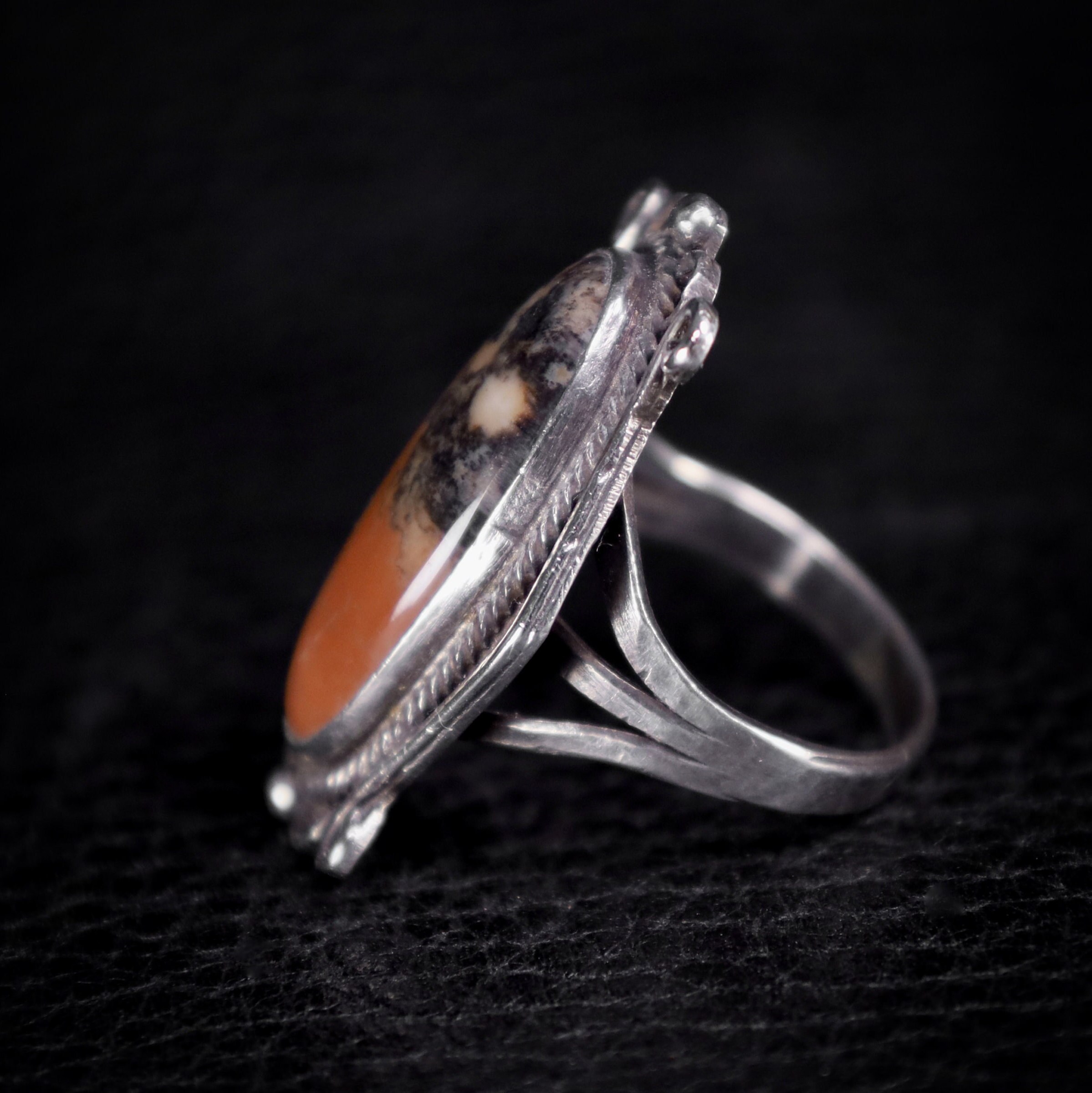 Vintage Handcrafted Navajo Petrified Wood Sterling Silver Vintage Handcrafted Navajo Petrified Wood Sterling Silver