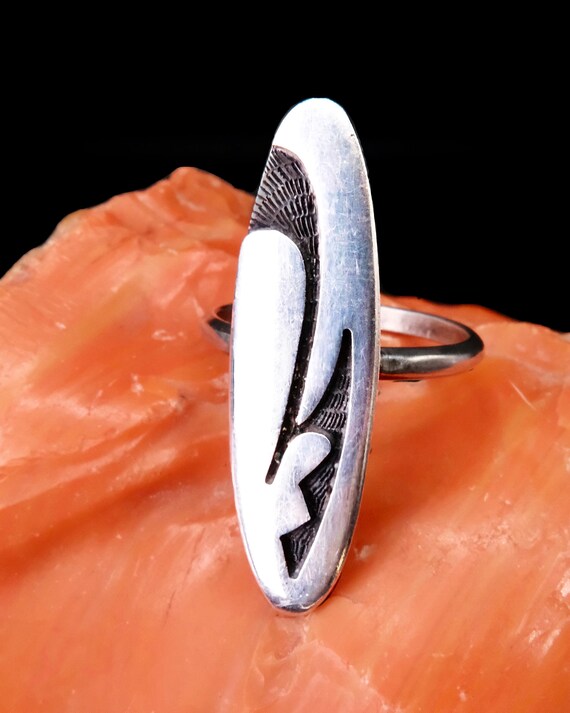 Vintage Marvin Lucas Hopi Sterling Silver Overlay Rin… - Gem