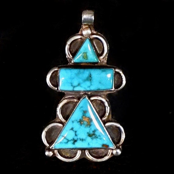 Vintage Native American Navajo Turquoise & Sterli… - image 4