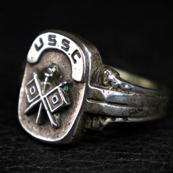 Vintage Sterling Silver US Military Signet Ring - image 4