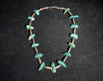 Old Pawn Navajo Turquoise & Silver Necklace