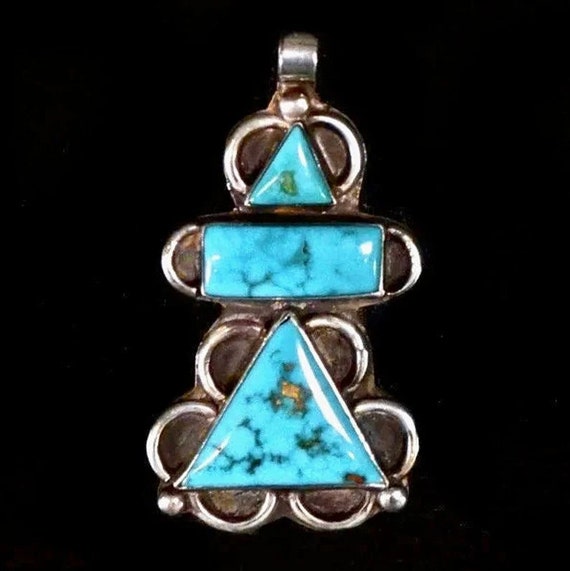 Vintage Native American Navajo Turquoise & Sterli… - image 1